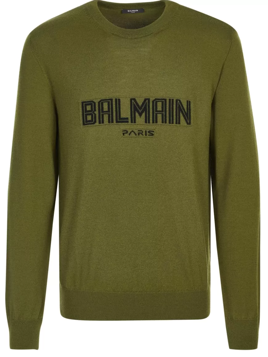 Balmain Pullover Khaki Cheap