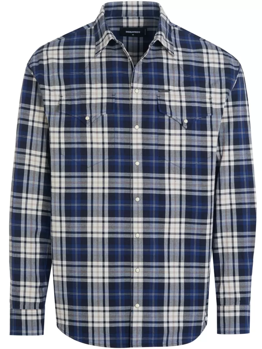 Dsquared2 shirt Check Drop Blue Cheap