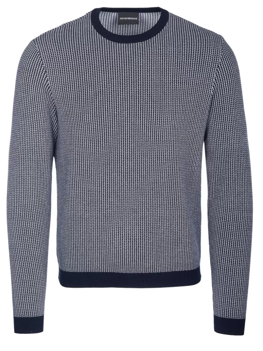 Emporio Armani Pullover White-blue Discount