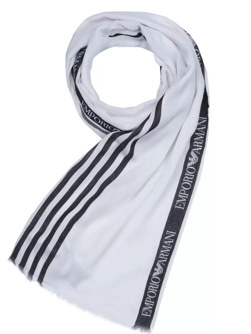 Emporio Armani Scarf White-black Best Sale