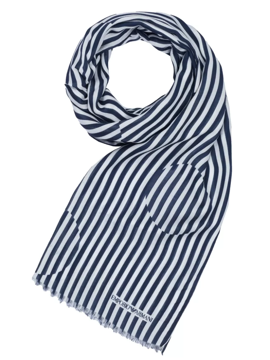 Emporio Armani Scarf White-blue Best