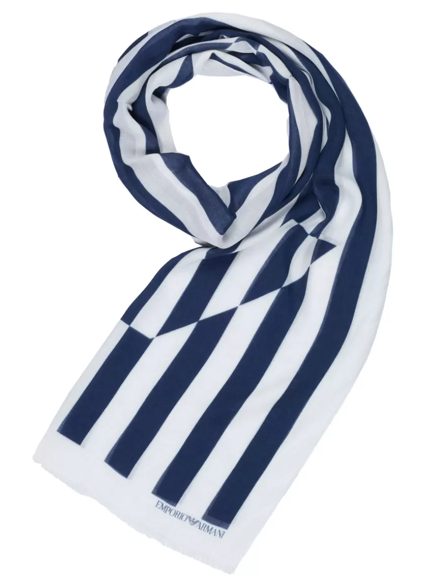 Emporio Armani Scarf White-blue Best