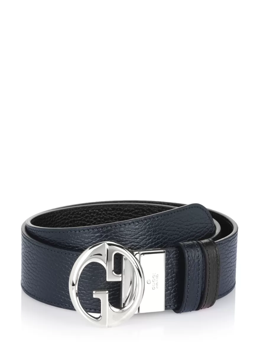 Gucci reversible belt Black-blue Clearance