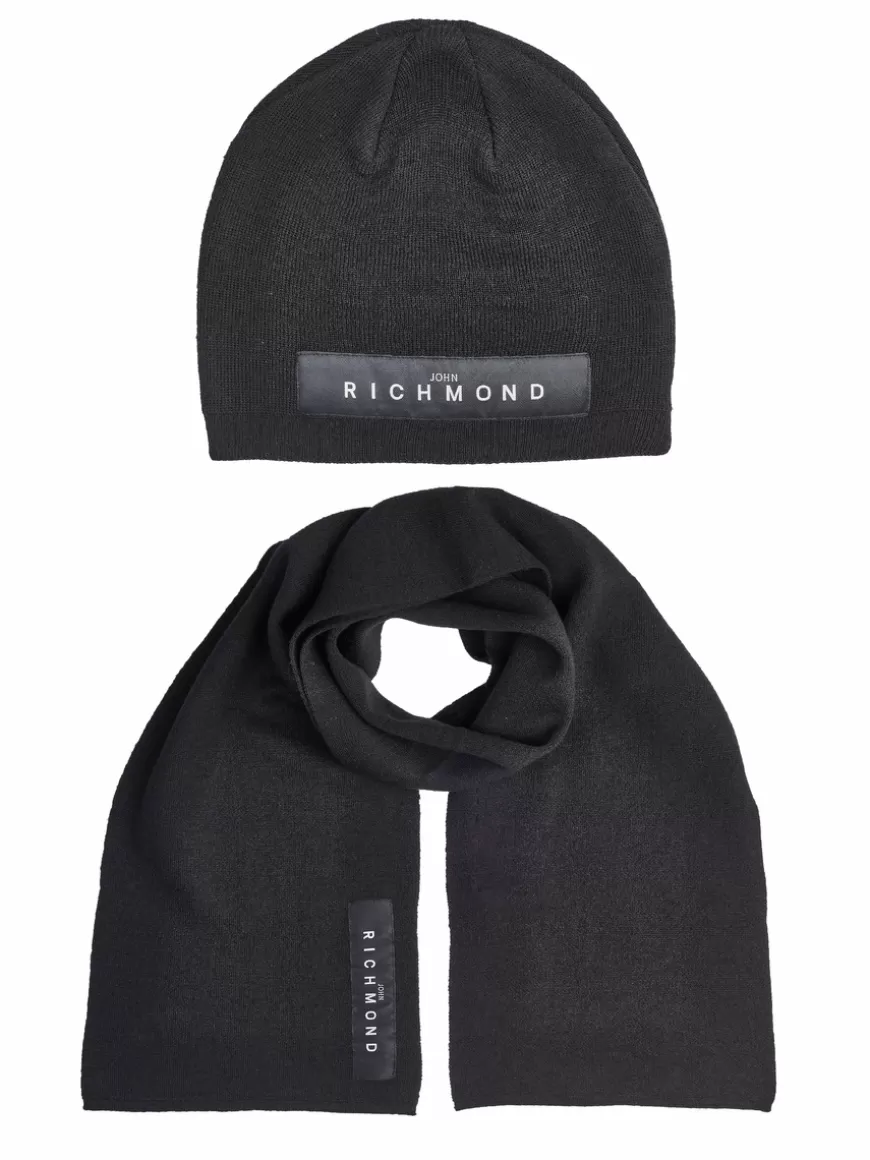 John Richmond beanie & scarf set Black Online