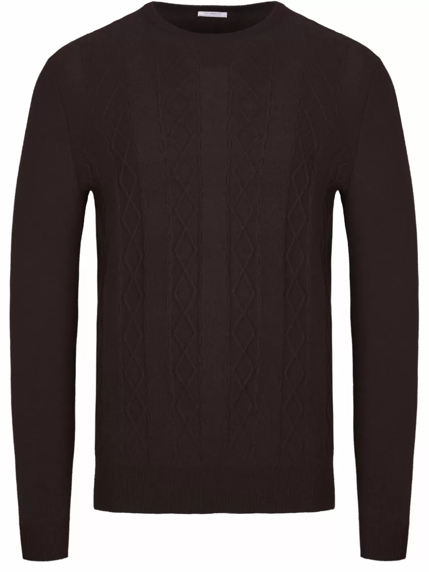 Malo Optimum cashmere pullover dark brown Darkbrown Store